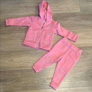 NWOT Pink Heart Hoodie & Jogger Set